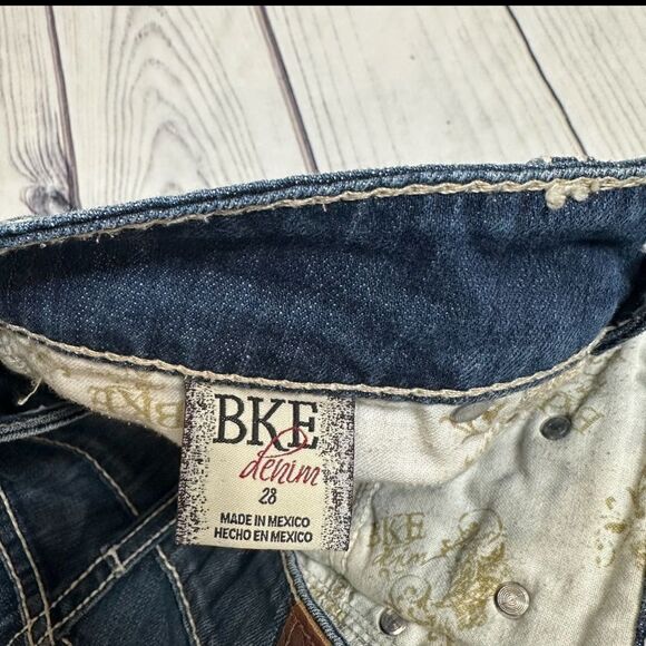 BKE Buckle Denim Capri Cropped Jeans Starlite Thick Stitch Women Sz 28 - Picture 10 of 11